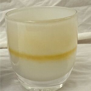 Glassybaby—Cream and Yellow Glass Candle Holder